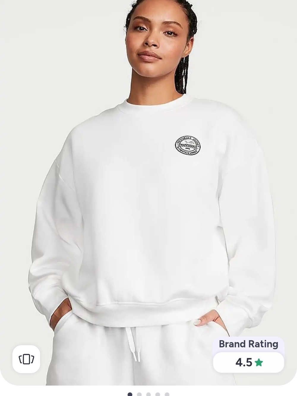 Victoria’s Secret White Cotton Fleece Oversized Crewneck Sweatshirt Size S